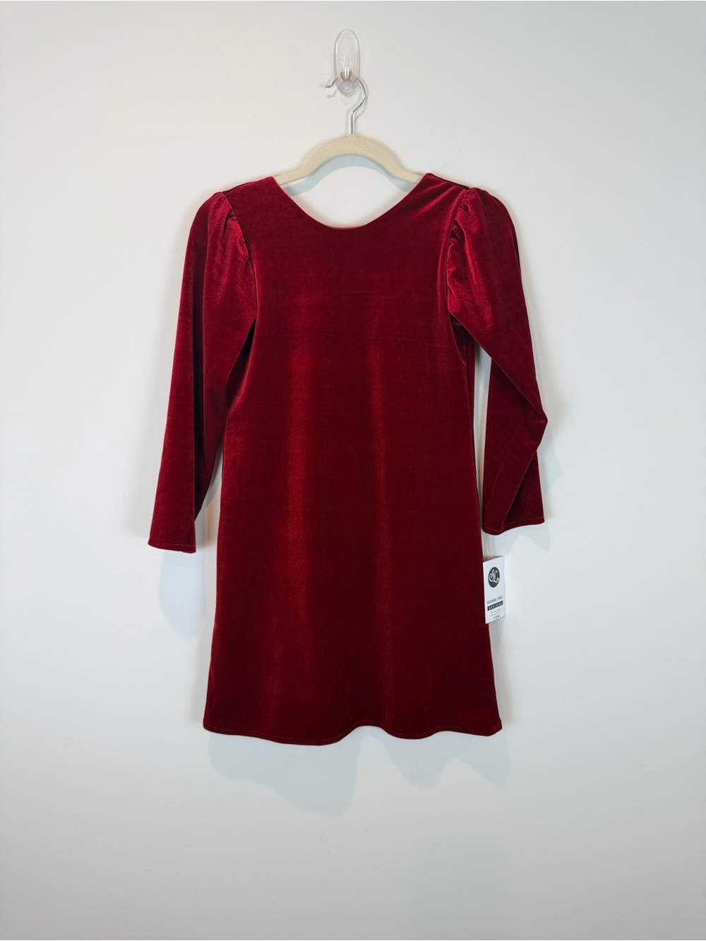 Susanne Lively Classic Girls Velvet Long-Sleeve Dress in Burgundy Size 12